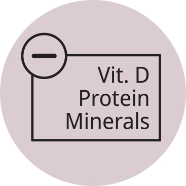 Znížený obsah vitamínu D, bielkovín a minerálov